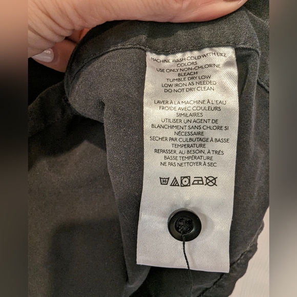 Standard cloth men's button down snap closure front pockets cotton black size L - Picture 9 of 11